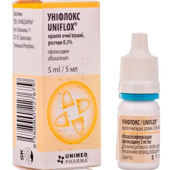 Унифлокс глазные и ушные капли 0.3% фл. 5мл